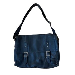 Vintage Cole Haan Black Leather Messenger Bag